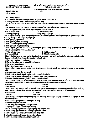 Đề khảo sát chất lượng giữa học kì II Giáo dục công dân lớp 12 - Trường THPT Nguyễn Du